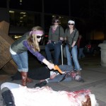 A number of zombie hunters also hit the bars on sunday, seen here delivering a coup de grâce.